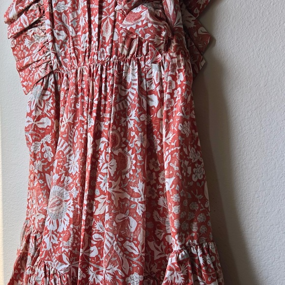 ULLA JOHNSON Delila Midi Ruffle Floral Dress Orange Blossom Sz 4 - Picture 11 of 15